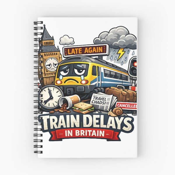 Item preview, Train Delays in Britain Funny Design – Late Again UK Railway Humour designed and sold by GarnerSupplyCo.