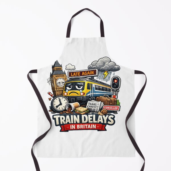 Item preview, Train Delays in Britain Funny Design – Late Again UK Railway Humour designed and sold by GarnerSupplyCo.