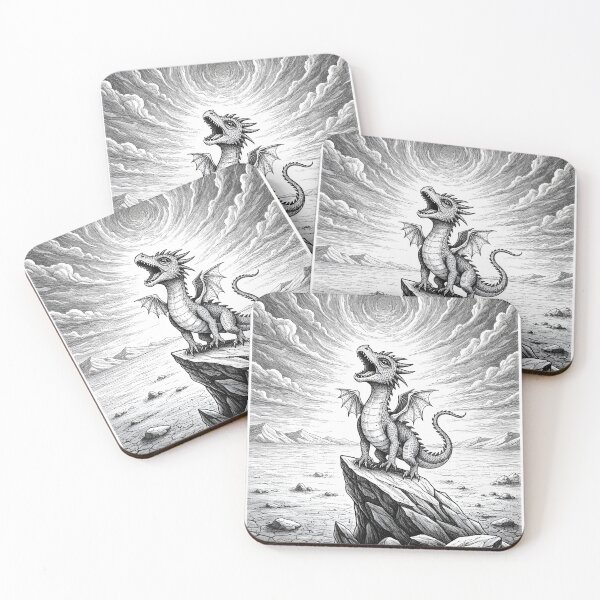 Item preview, Roaring Baby Dragon on Cliff Beneath a Swirling Sky designed and sold by Darkness Hole.