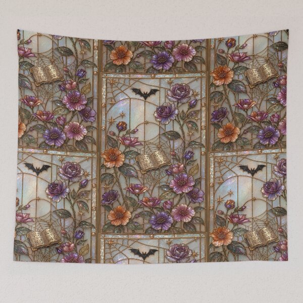 Item preview, Full moon, stars and night flowers designed and sold by BriSher.