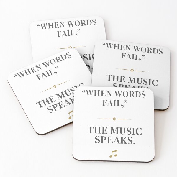 Item preview, When Words Fail The Music Speaks – Elegant Inspirational Music Quote T‑Shirt designed and sold by SonglyMusic.