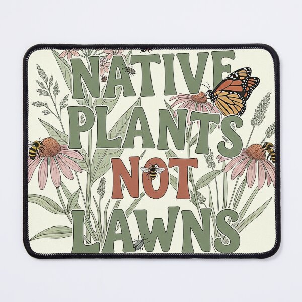 Item preview, Native Plants Not Lawns Retro Pollinator Garden Art designed and sold by SholoStudio.