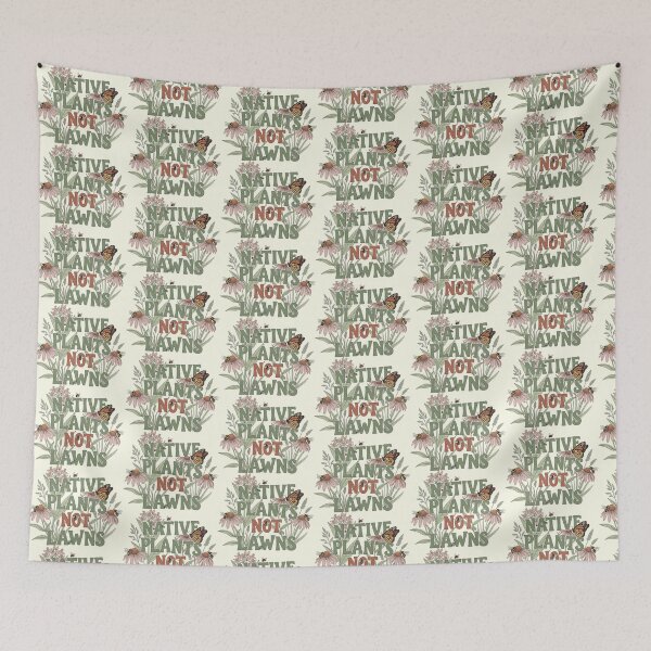 Item preview, Native Plants Not Lawns Retro Pollinator Garden Art designed and sold by SholoStudio.