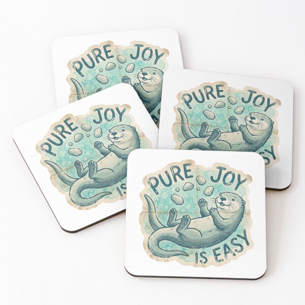 Item preview, Playful Otter - Pure Joy is Easy - Vintage Sticker Art designed and sold by Mr. Pawsome.