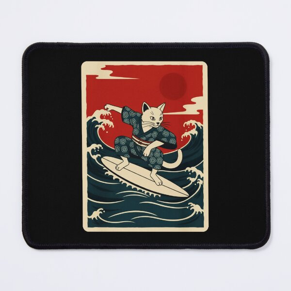 Item preview, Surfing Cat in Kimono Riding Ocean Wave designed and sold by JordynLadukeg65.