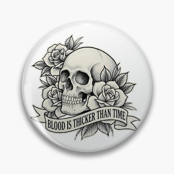 Item preview, BLOOD IS THICKER THAN TIME - Gothic Skull & Roses Tattoo Art designed and sold by Markus Pachner.