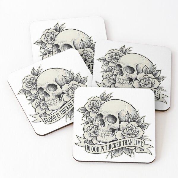 Item preview, BLOOD IS THICKER THAN TIME - Gothic Skull & Roses Tattoo Art designed and sold by Markus Pachner.