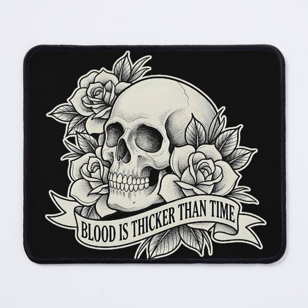 Item preview, BLOOD IS THICKER THAN TIME - Gothic Skull & Roses Tattoo Art designed and sold by Markus Pachner.