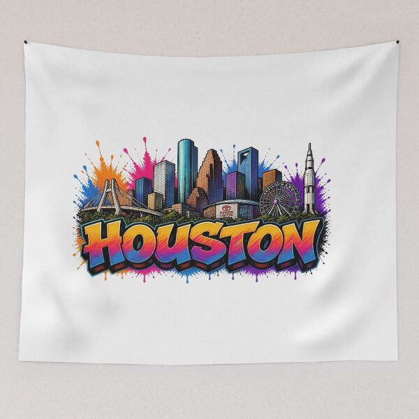 Item preview, Houston Skyline – Graffiti Style T-Shirt Design Texas - USA Travel City Art designed and sold by Earth Celebration Designs.
