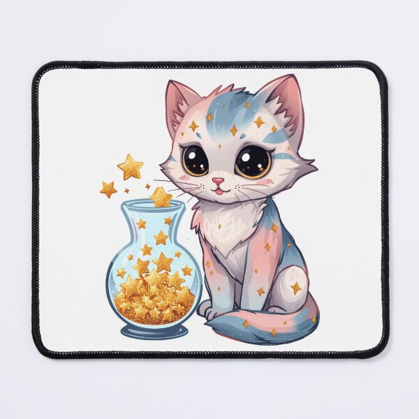 Item preview, Celestial Aquarius Zodiac Cat - Aesthetic Pink & Blue Star Sticker designed and sold by VeloraCrafts.
