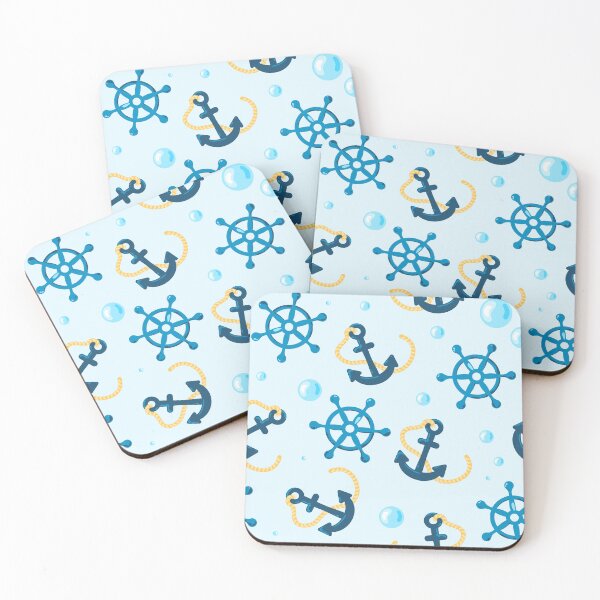 Item preview, Nautical Seamless Pattern with Anchors and Ship Wheels, Cute Marine Summer Design designed and sold by CHERRY--SHOP.