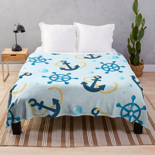Item preview, Nautical Seamless Pattern with Anchors and Ship Wheels, Cute Marine Summer Design designed and sold by CHERRY--SHOP.