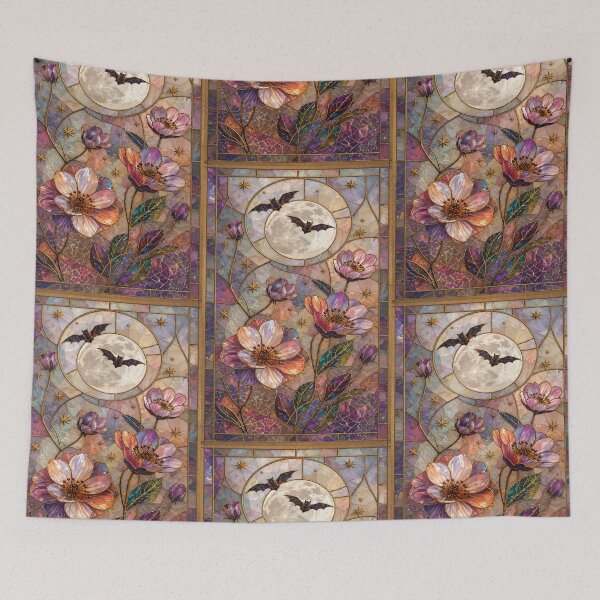Item preview, Full moon, stars and night flowers designed and sold by BriSher.