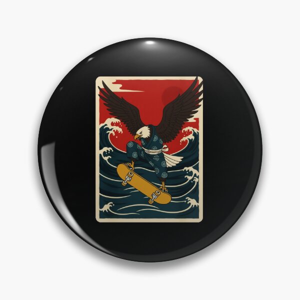 Item preview, Eagle Skateboarder in Kimono Over Ocean Waves designed and sold by JordynLadukeg65.