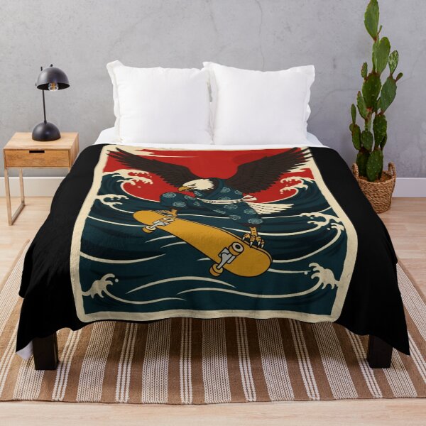 Item preview, Eagle Skateboarder in Kimono Over Ocean Waves designed and sold by JordynLadukeg65.