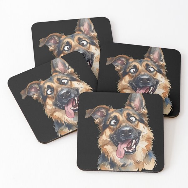 Item preview, Goofy German Shepherd Tongue Out Watercolor designed and sold by OlyvieArt.