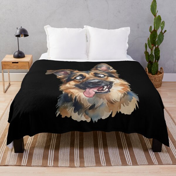 Item preview, Goofy German Shepherd Tongue Out Watercolor designed and sold by OlyvieArt.