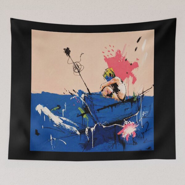Item preview, Abstract Fisherman in Blue Boat Expressionist  designed and sold by Modaozushi216.