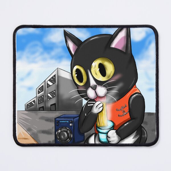 Item preview, Cat eating noodle on the street. designed and sold by Hodolic061.