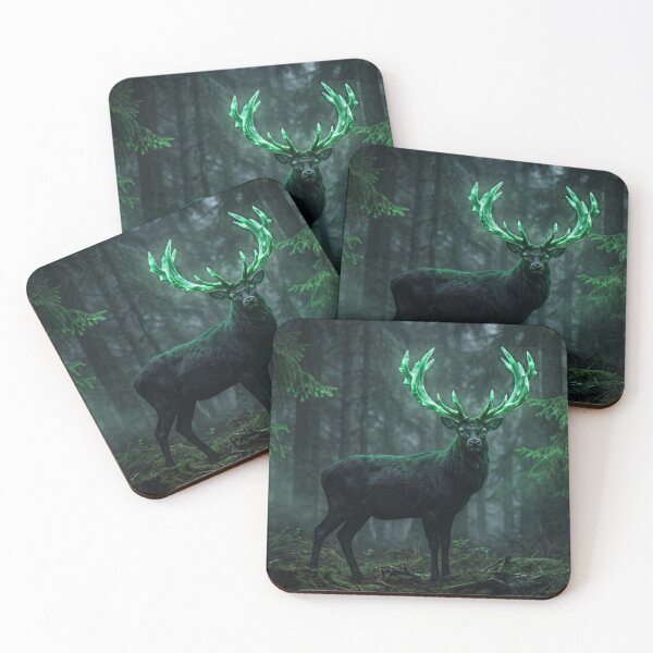 Item preview, Emerald Guardian of the Midnight Forest - Majestic Stag Art designed and sold by Aervik.