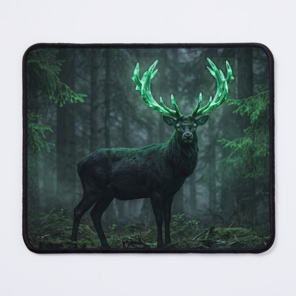 Item preview, Emerald Guardian of the Midnight Forest - Majestic Stag Art designed and sold by Aervik.