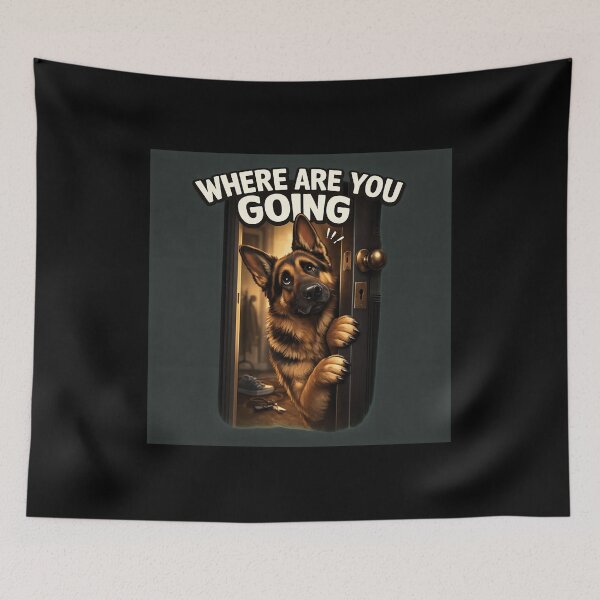 Item preview, WHERE ARE YOU GOING Dog Peeking Door designed and sold by OlyvieArt.