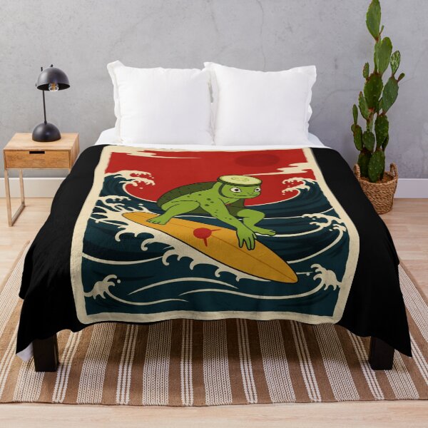 Item preview, Surfing Turtle with Cucumber Slice Retro Wave  designed and sold by JordynLadukeg65.