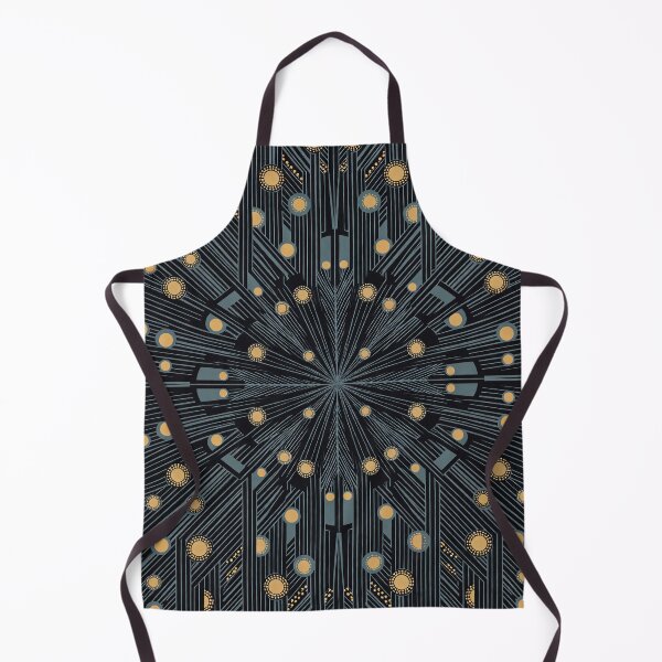 Item preview, Modern Art Deco Starburst Geometric Pattern in Gold and Charcoal designed and sold by A1DesignMinimal.