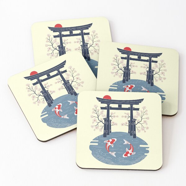 Item preview, Japanese Koi Fish Torii Gate Serene Zen Illustration designed and sold by SholoStudio.