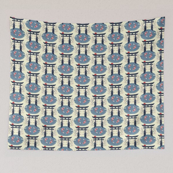Item preview, Japanese Koi Fish Torii Gate Serene Zen Illustration designed and sold by SholoStudio.