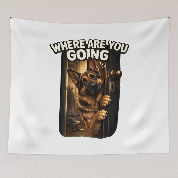Item preview, WHERE ARE YOU GOING Dog Peeking Door designed and sold by OlyvieArt.
