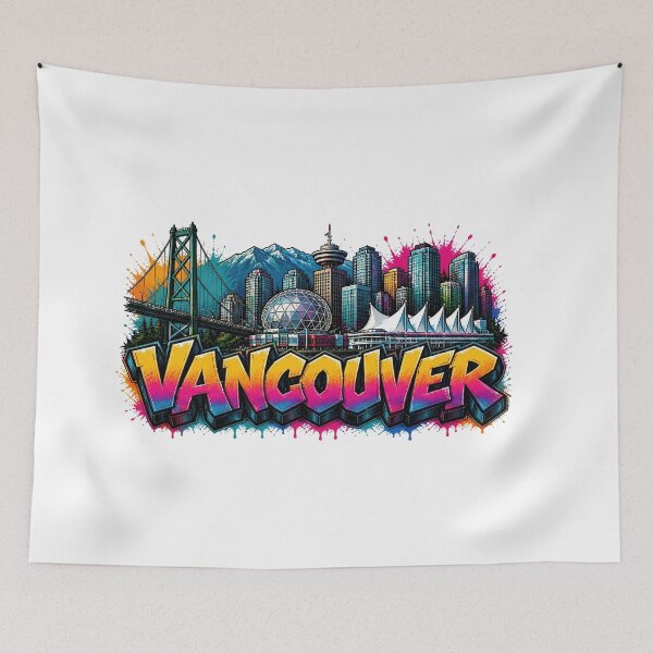 Item preview, Vancouver Skyline – Graffiti Style T-Shirt Design Canada Urban Art designed and sold by Earth Celebration Designs.