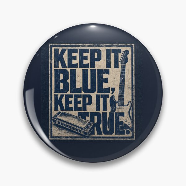Item preview, Vintage Blues Music Design - Keep It Blue, Keep It True - Electric Guitar & Harmonica designed and sold by UrbanPopDesigns.