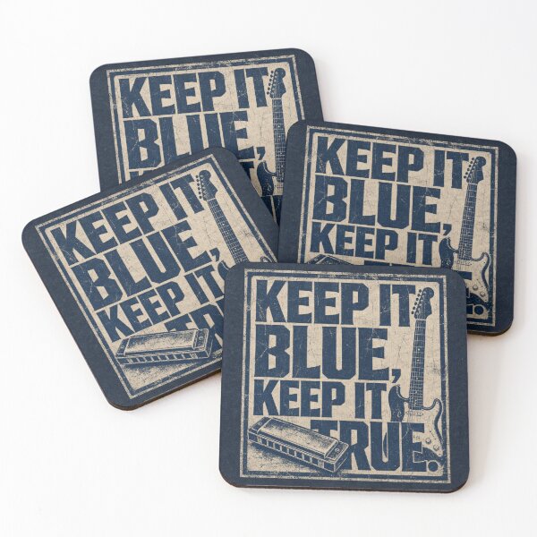 Item preview, Vintage Blues Music Design - Keep It Blue, Keep It True - Electric Guitar & Harmonica designed and sold by UrbanPopDesigns.
