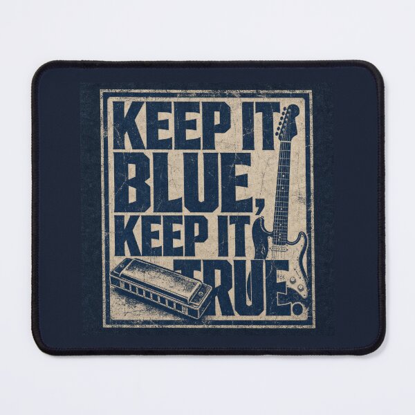Item preview, Vintage Blues Music Design - Keep It Blue, Keep It True - Electric Guitar & Harmonica designed and sold by UrbanPopDesigns.
