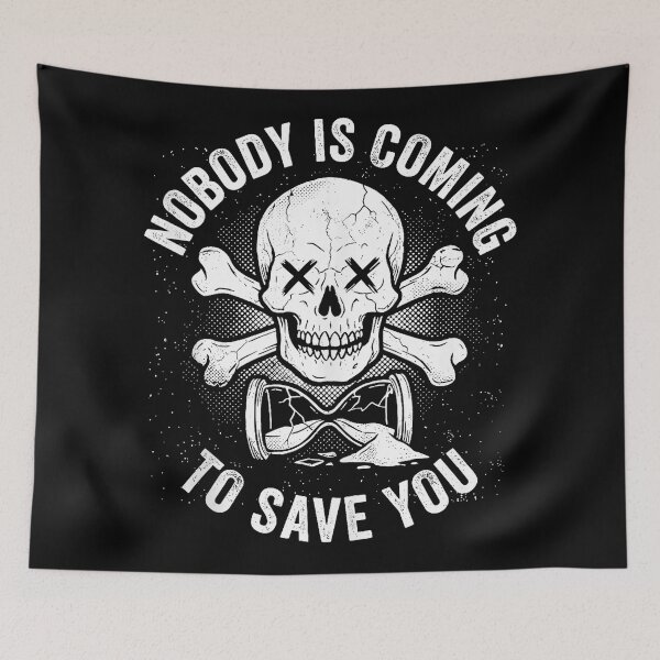 Item preview, Nobody Is Coming to Save You Skull Gym Tank designed and sold by eliramaison.
