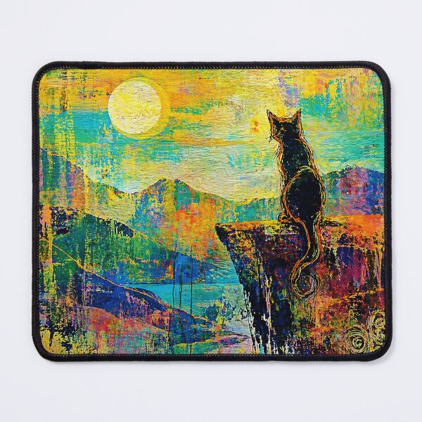 Item preview, Cat Watching Moon Colorful Abstract Landscape designed and sold by Modaozushi216.