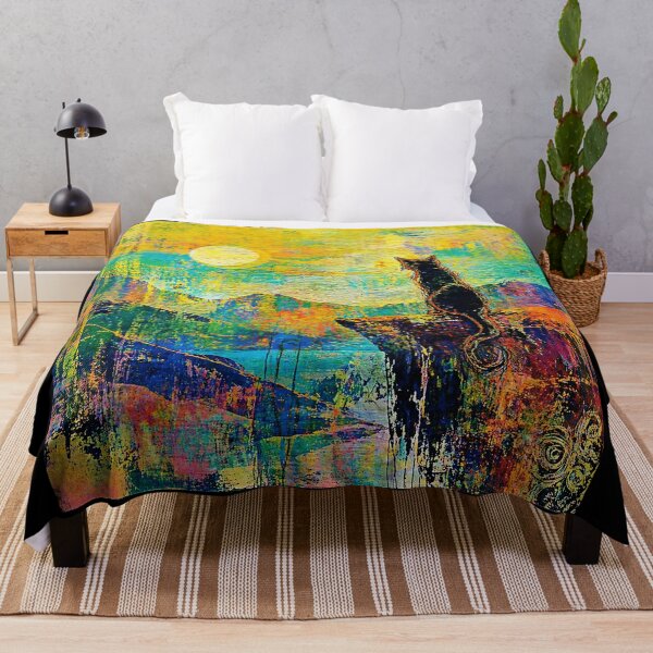 Item preview, Cat Watching Moon Colorful Abstract Landscape designed and sold by Modaozushi216.