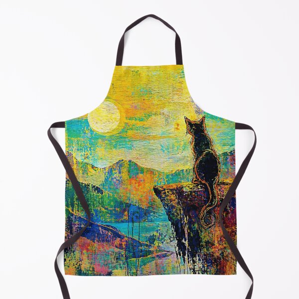 Item preview, Cat Watching Moon Colorful Abstract Landscape  designed and sold by Modaozushi216.