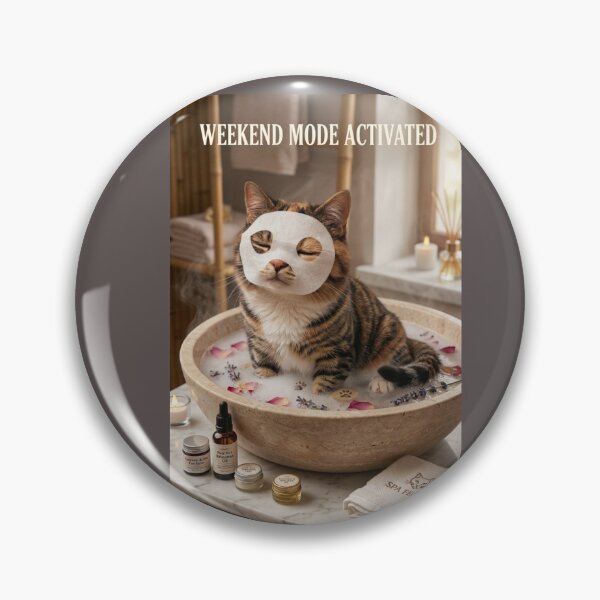 Item preview, Weekend Mode Activated Funny Cat Relaxing Spa designed and sold by Mad World Creations.