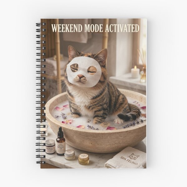 Item preview, Weekend Mode Activated Funny Cat Relaxing Spa designed and sold by Mad World Creations.