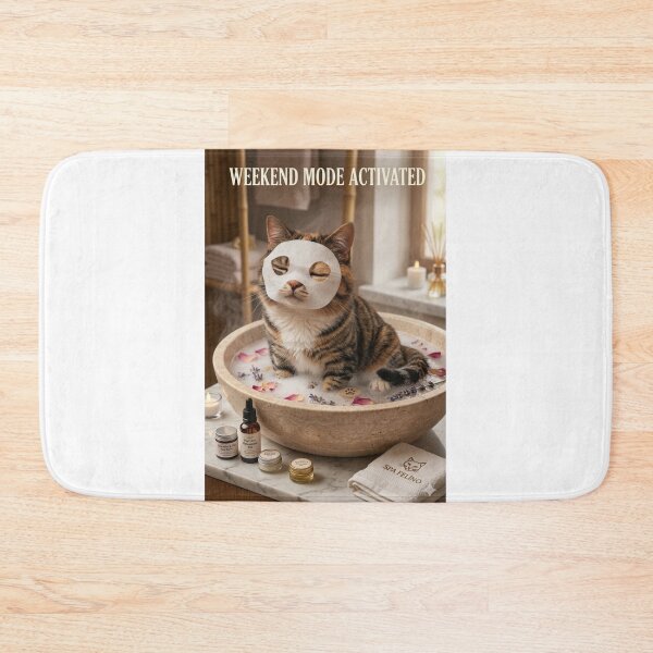 Item preview, Weekend Mode Activated Funny Cat Relaxing Spa designed and sold by Mad World Creations.