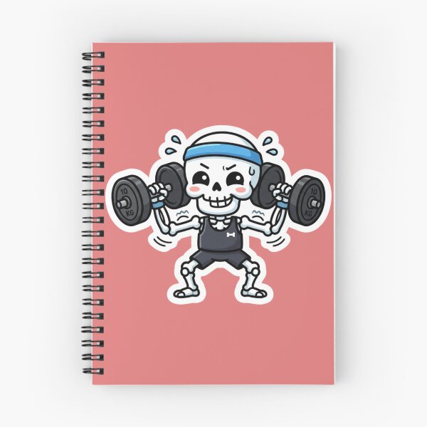 Item preview, Funny Skeleton Lifting Weights Cartoon Gym Workout Fitness Humor Strong Cute Skeleton Weightlifting Design designed and sold by BreezifyDesignStudio.