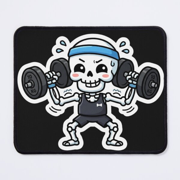Item preview, Funny Skeleton Lifting Weights Cartoon Gym Workout Fitness Humor Strong Cute Skeleton Weightlifting Design designed and sold by BreezifyDesignStudio.