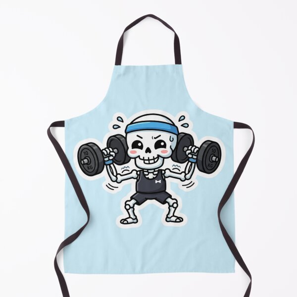Item preview, Funny Skeleton Lifting Weights Cartoon Gym Workout Fitness Humor Strong Cute Skeleton Weightlifting Design designed and sold by BreezifyDesignStudio.
