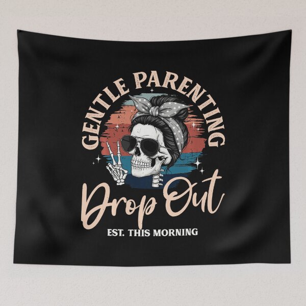 Item preview, Gentle Parenting Dropout Skull Floral Typography designed and sold by zamiokaline.