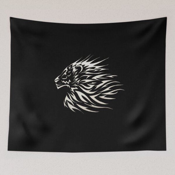Item preview, Tribal Lion Head Side Profile Dark Ink Art Design designed and sold by silversketchh.
