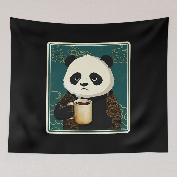 Item preview, Sleepy Panda Holding Coffee Calm Aesthetic designed and sold by JordynLadukeg65.