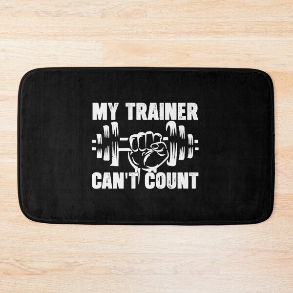Item preview, My Trainer Can’t Count Barbell Fist Gym Quote designed and sold by eliramaison.