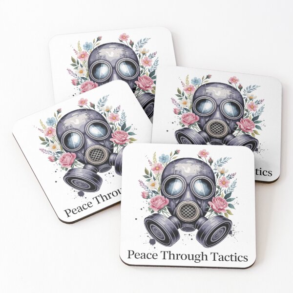 Item preview, Peace Through Tactics - Vintage Gas Mask with Wildflowers Art designed and sold by Thompika.